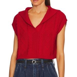 NWT L’academie Revolve Red Zaria Cable Knit Sweater Vest XS